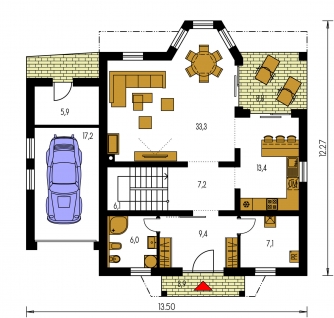 Floor plan of ground floor - KLASSIK 127
